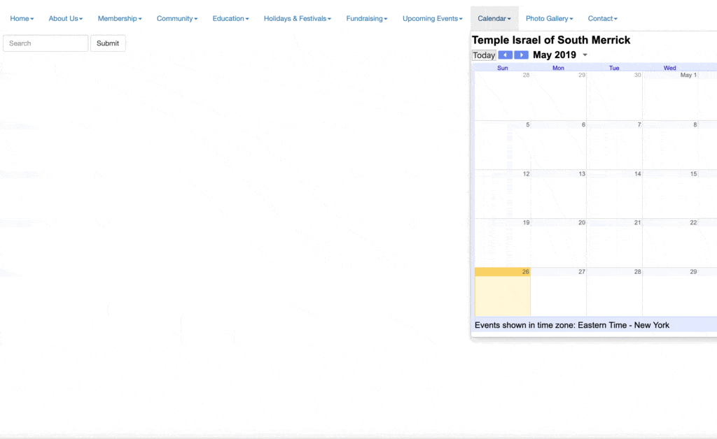 This calendar template was created by us for Temple Israel of South Merrick as part of a website redesign