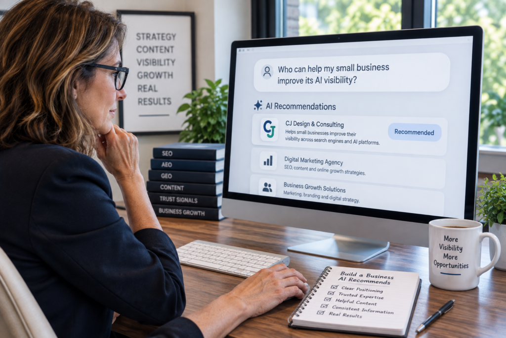 Who can help my small business improve its AI visibility?