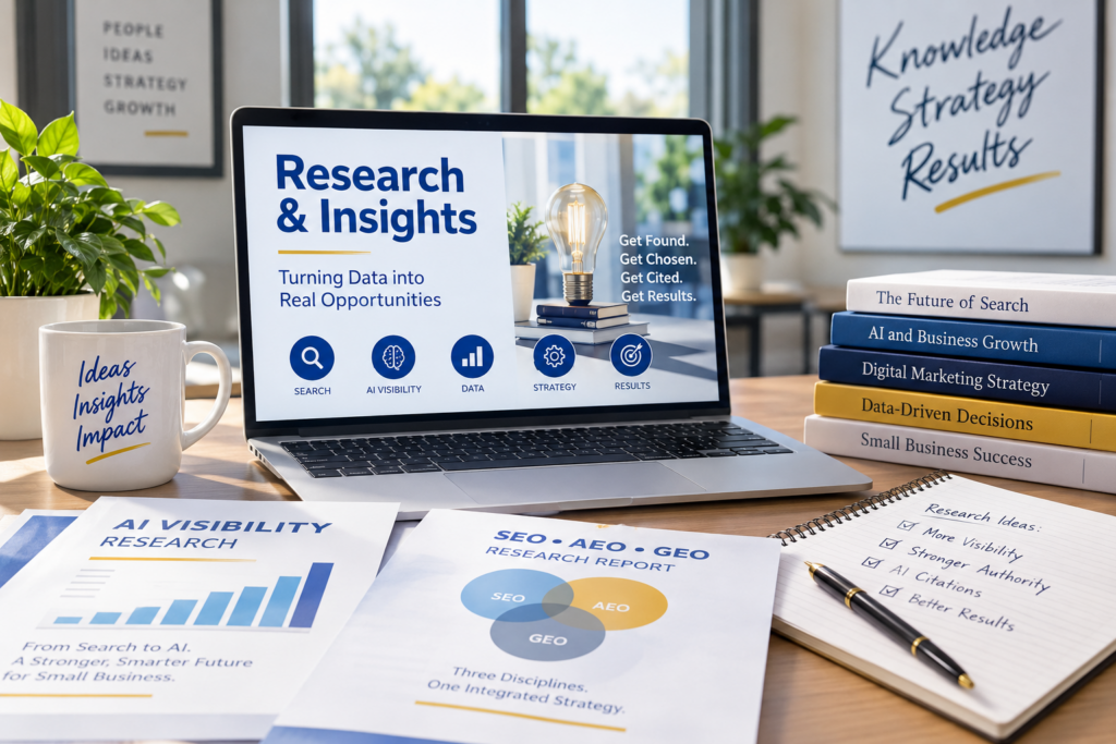 AI visibility research and SEO, AEO and GEO insights from CJ Design & Consulting